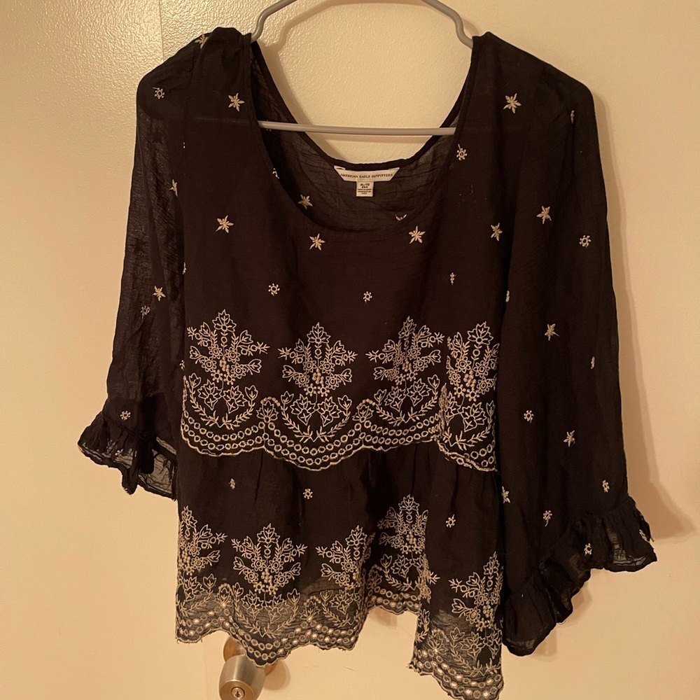 Black and Tan summer blouse